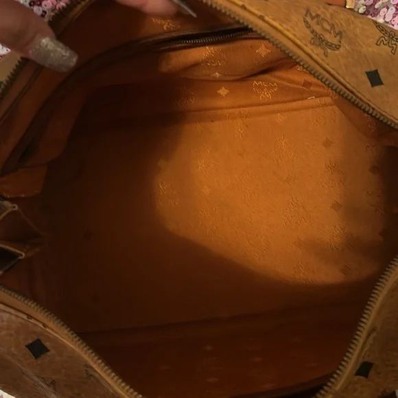 MCM Brown Monogram Leather Handbag - Picture 10 of 12